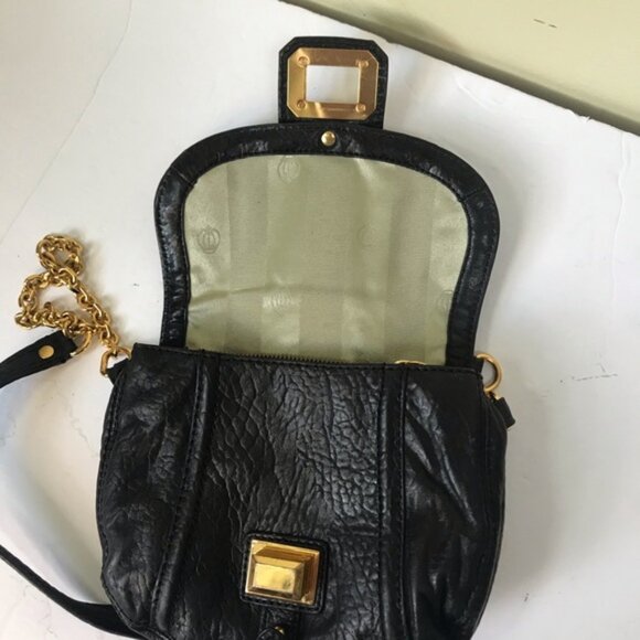 Juicy Couture Y2K Mini Chain Strap Leather Bag WOC Gold Tone hardware Turn Lock - Picture 10 of 16